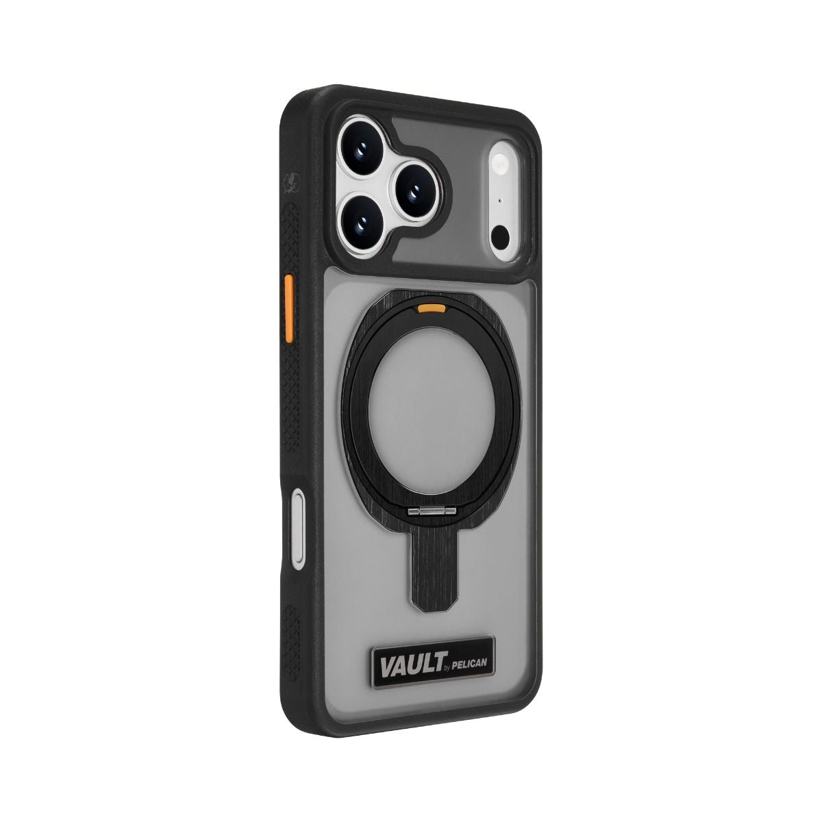 iPhone 18 Pro/17 Proケース Vault スモーク 360°スタンド付き