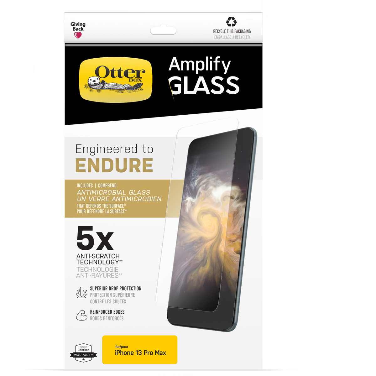 iPhone14Proフィルム Amplify Glass Antimicrobial 抗菌性