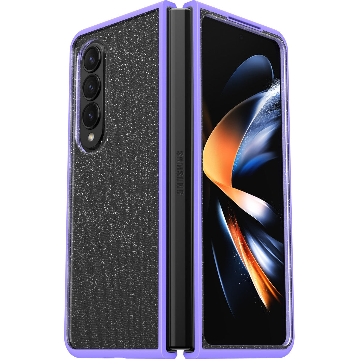 Galaxy Z Fold4ケース Thin Flex 耐衝撃 スパークルパープルエクシング