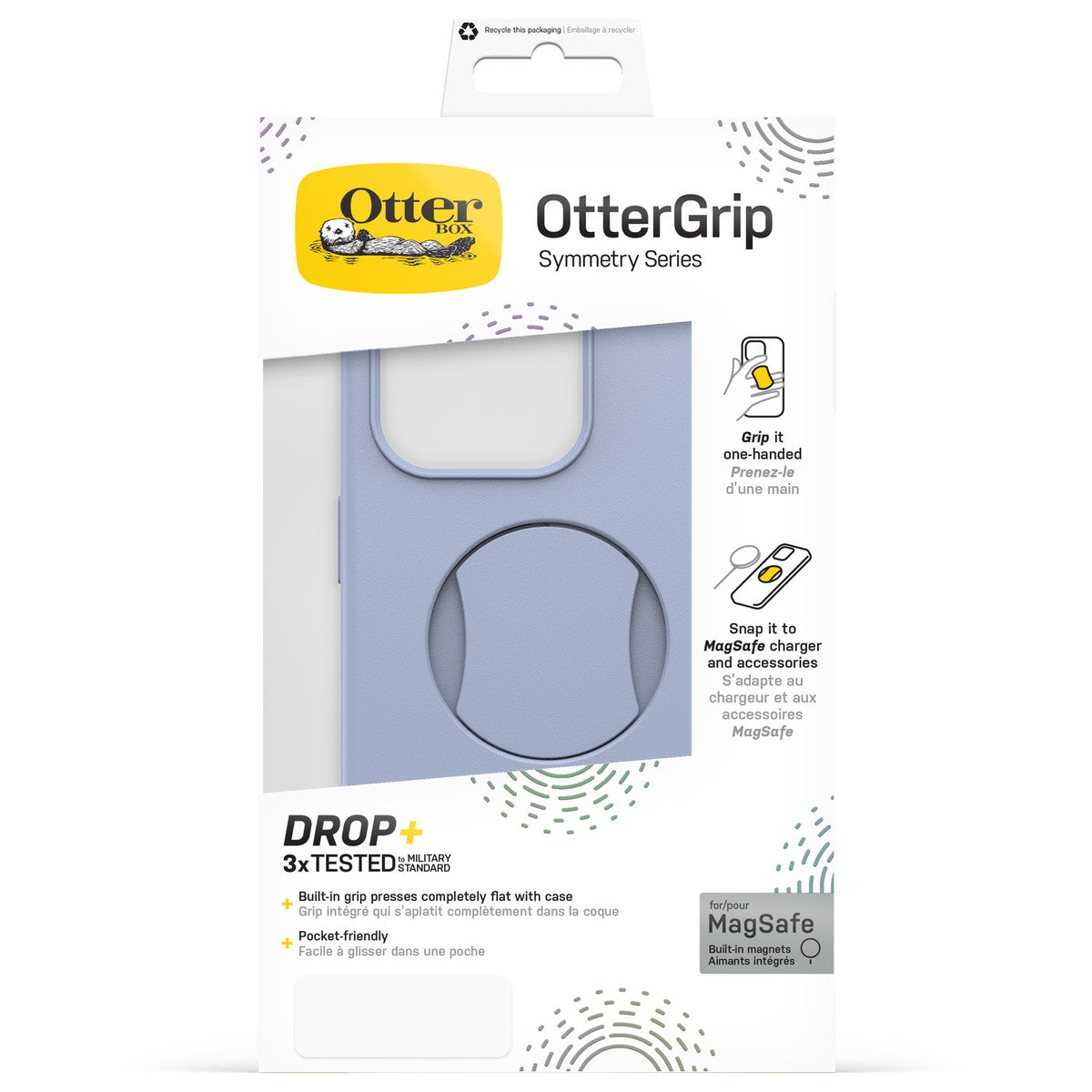 iPhone15Proケース OtterGrip Symmetry 耐衝撃 MILスペック グリップ付 MagSafe ブルー