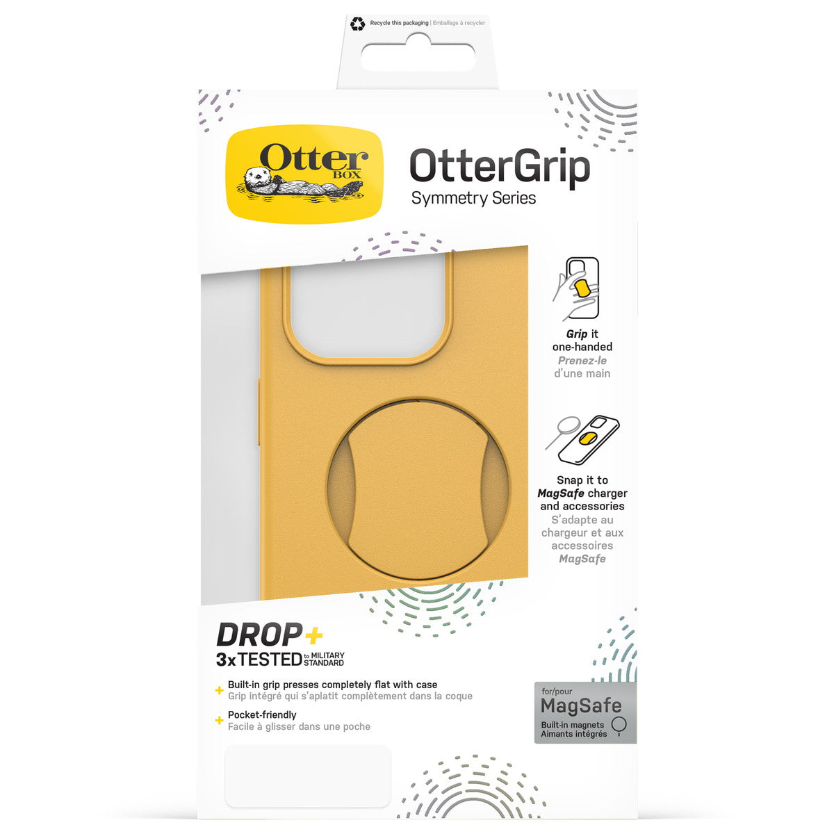 iPhone15Proケース OtterGrip Symmetry 耐衝撃 MILスペック グリップ付 MagSafe アスペングリーム