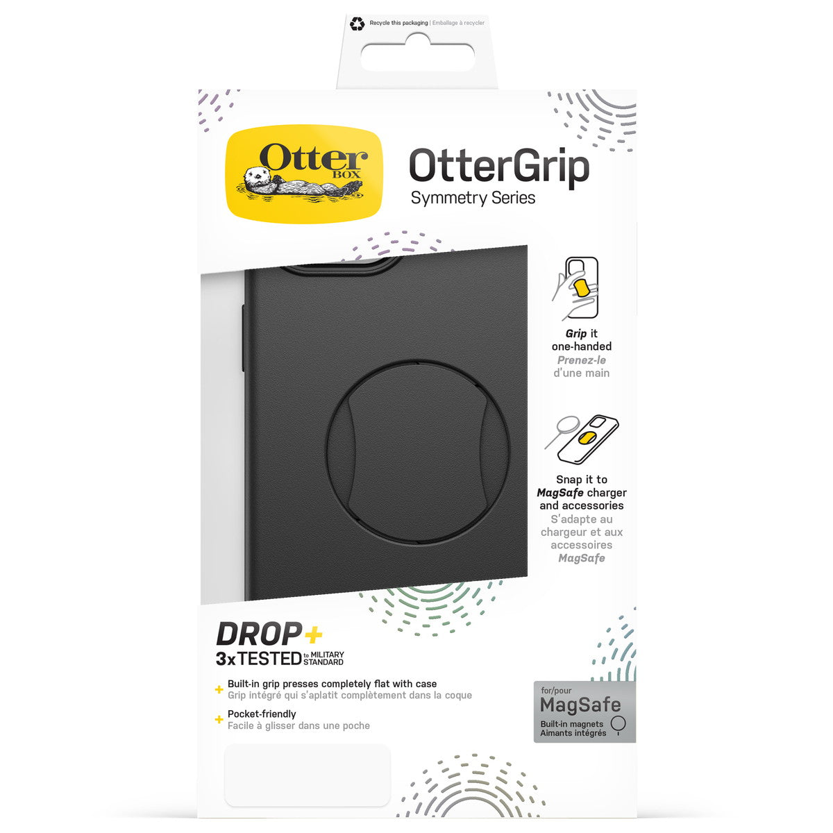 iPhone15Plusケース OtterGrip Symmetry 耐衝撃 MILスペック グリップ付 MagSafe ブラック