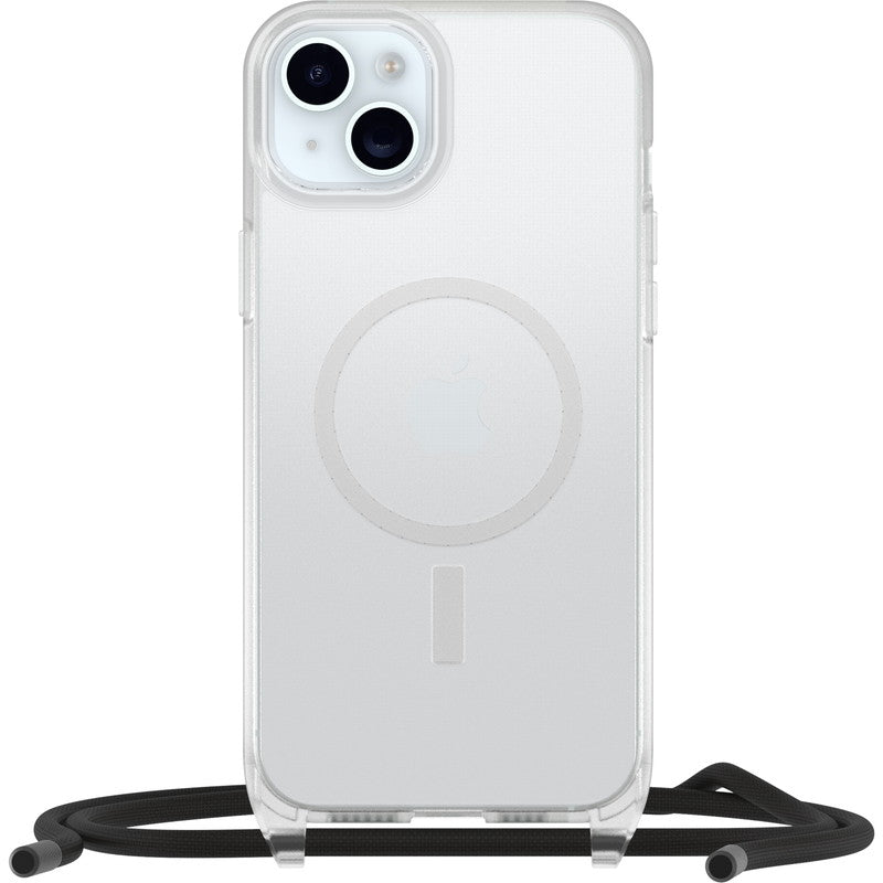 iPhone15Plusケース React Necklace 耐衝撃 MILスペック MagSafe ストラップ可 クリア