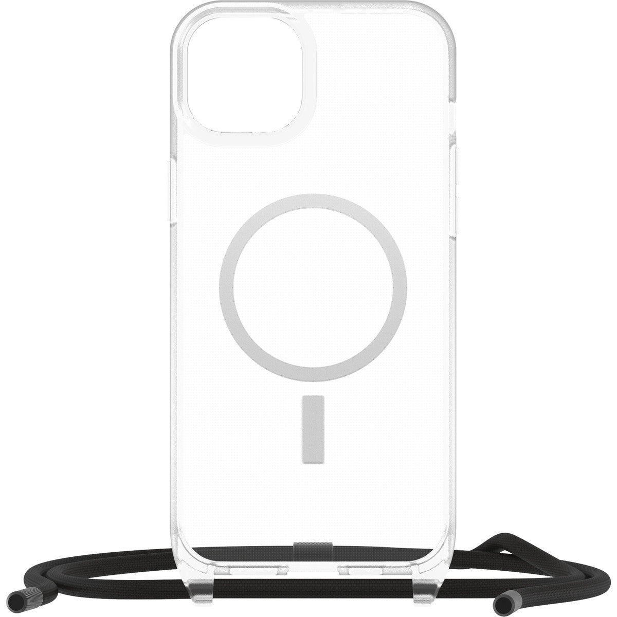 iPhone15Plusケース React Necklace 耐衝撃 MILスペック MagSafe ストラップ可 クリア