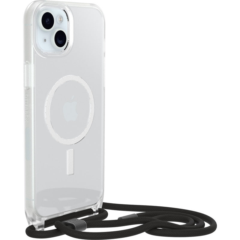 iPhone15Plusケース React Necklace 耐衝撃 MILスペック MagSafe ストラップ可 クリア
