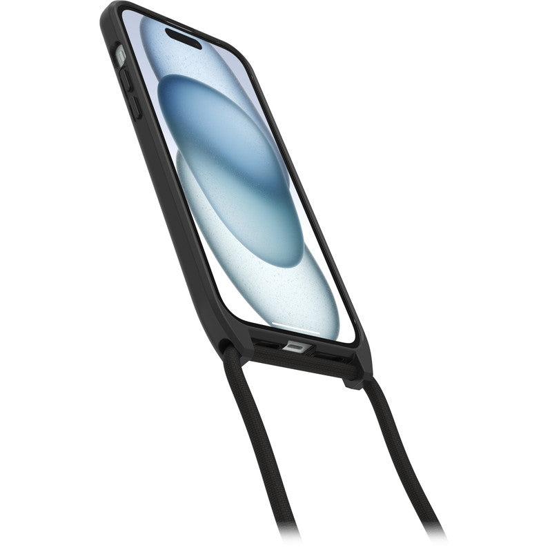 iPhone15Plusケース React Necklace 耐衝撃 MILスペック MagSafe ストラップ可 ブラック