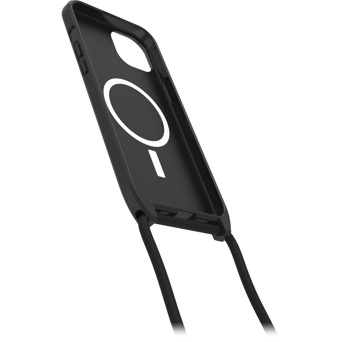 iPhone15Plusケース React Necklace 耐衝撃 MILスペック MagSafe ストラップ可 ブラック