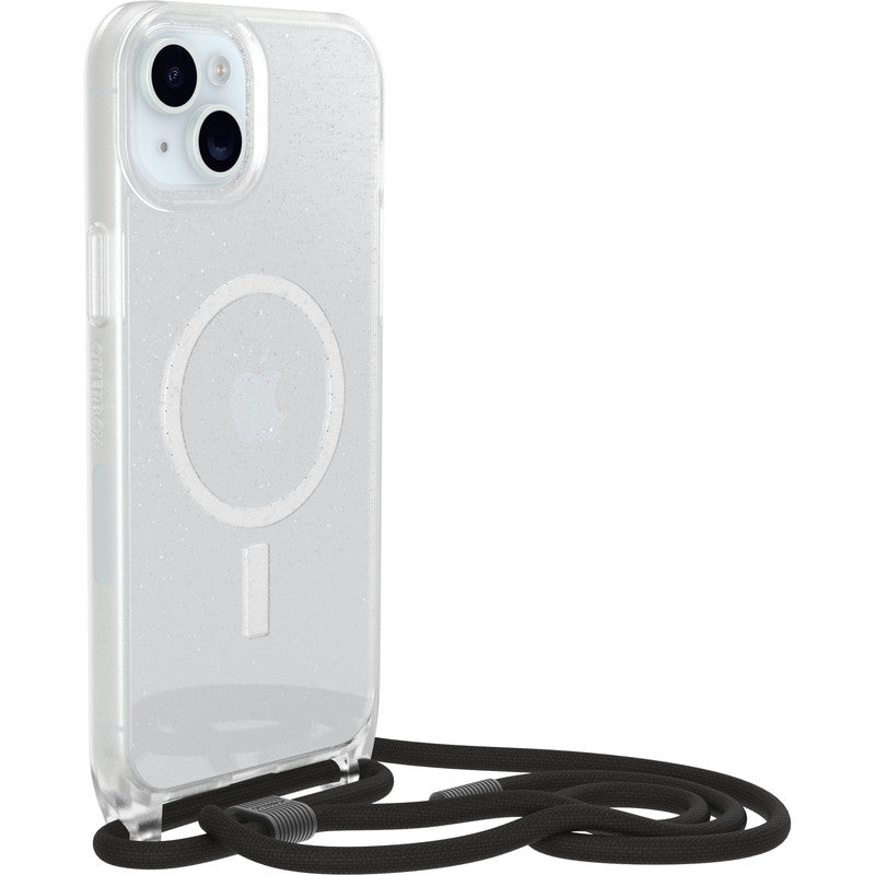 iPhone15Plusケース React Necklace 耐衝撃 MILスペック MagSafe ストラップ可 スターダストクリア