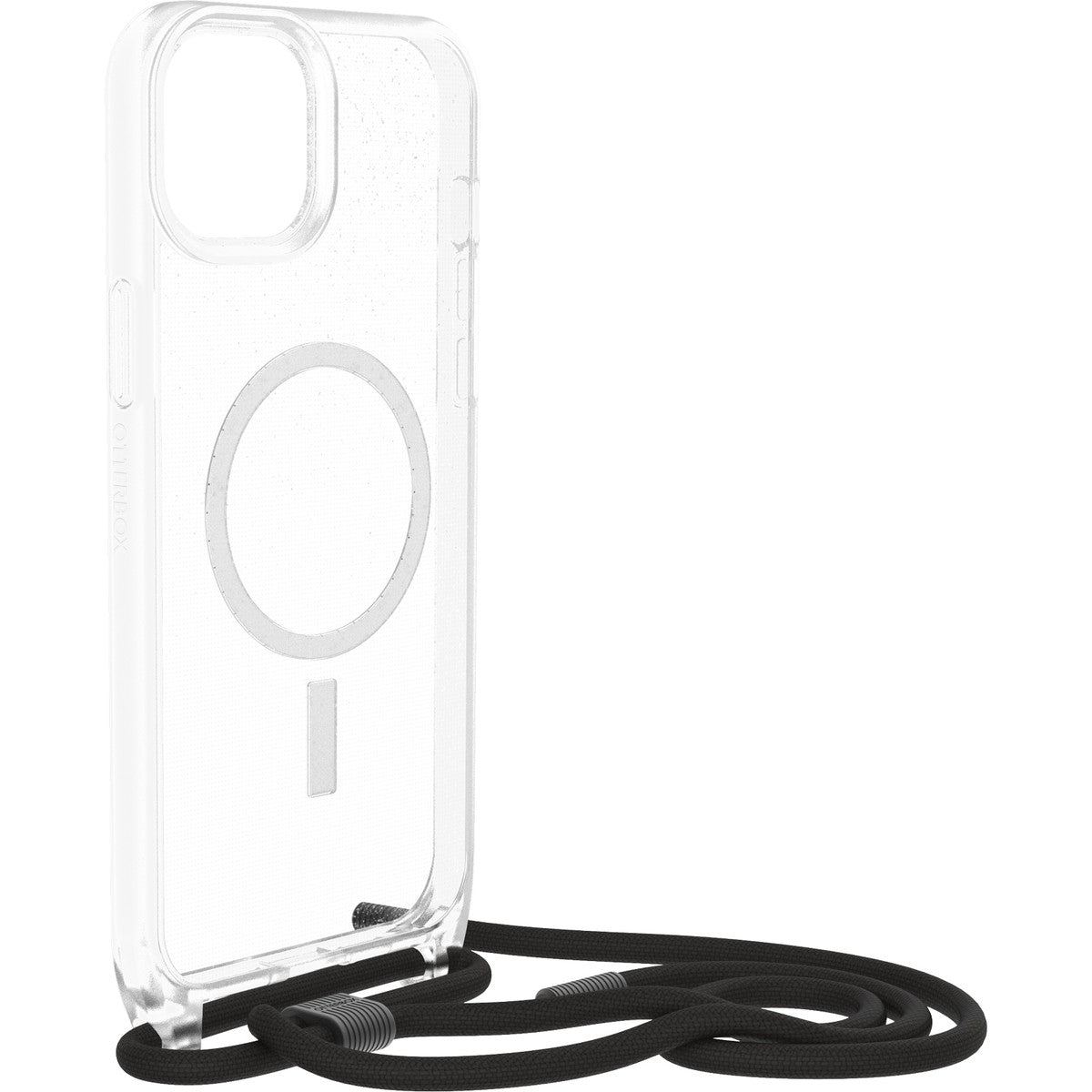 iPhone15Plusケース React Necklace 耐衝撃 MILスペック MagSafe ストラップ可 スターダストクリア
