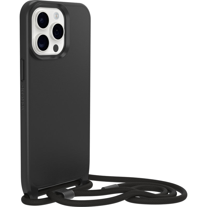 iPhone15ProMaxケース React Necklace 耐衝撃 MILスペック MagSafe ストラップ可 ブラック