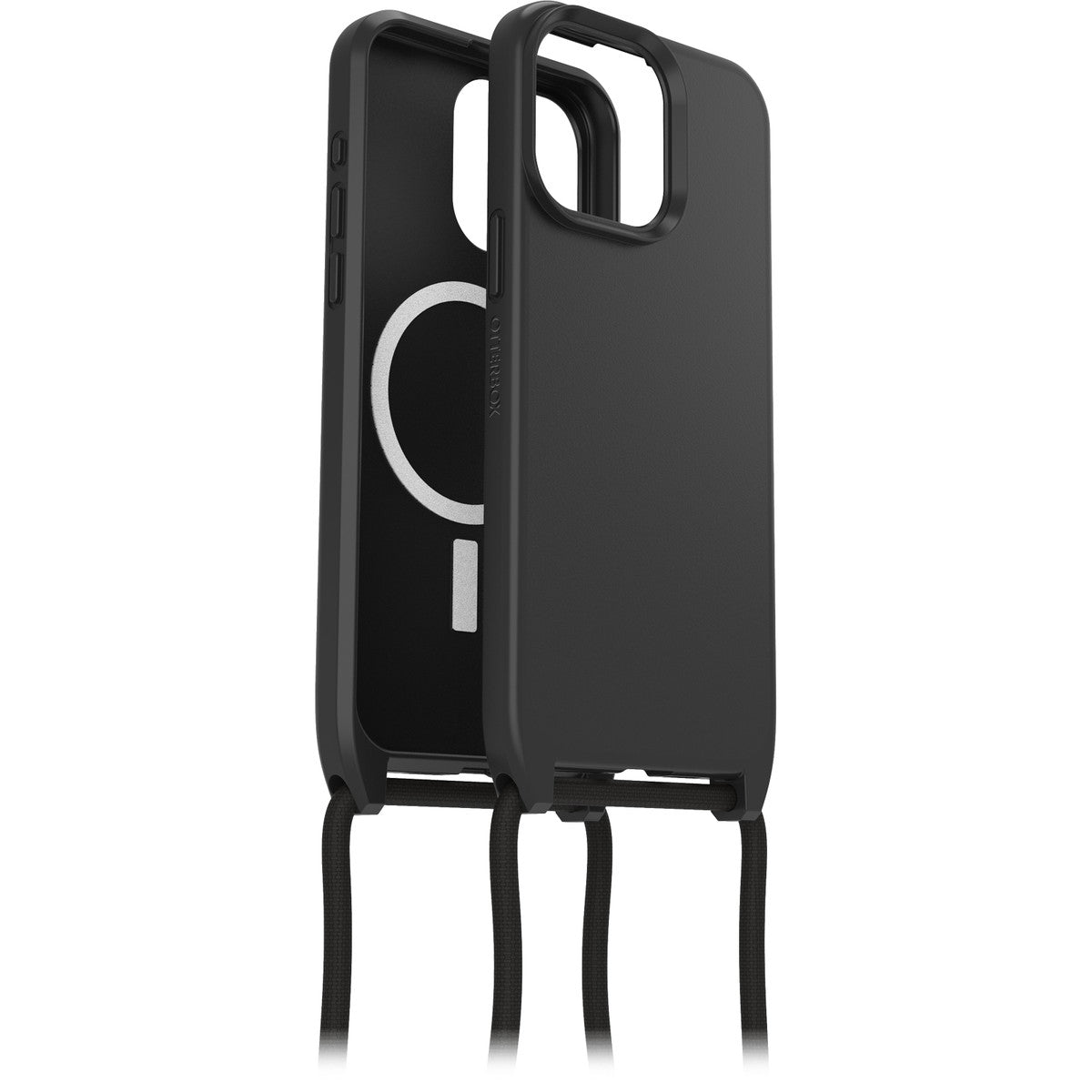 iPhone15ProMaxケース React Necklace 耐衝撃 MILスペック MagSafe ストラップ可 ブラック