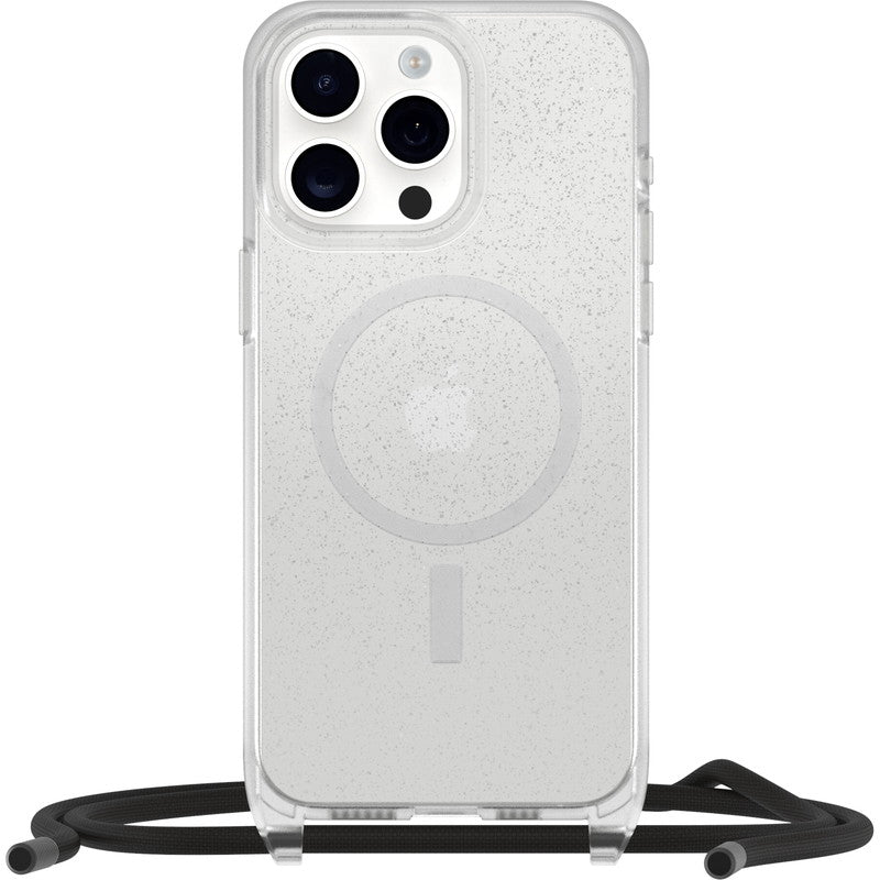 iPhone15ProMaxケース React Necklace 耐衝撃 MILスペック MagSafe ストラップ可 スターダストクリア