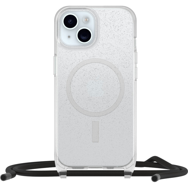 iPhone15ケース React Necklace 耐衝撃 MILスペック MagSafe ストラップ可 スターダストクリア