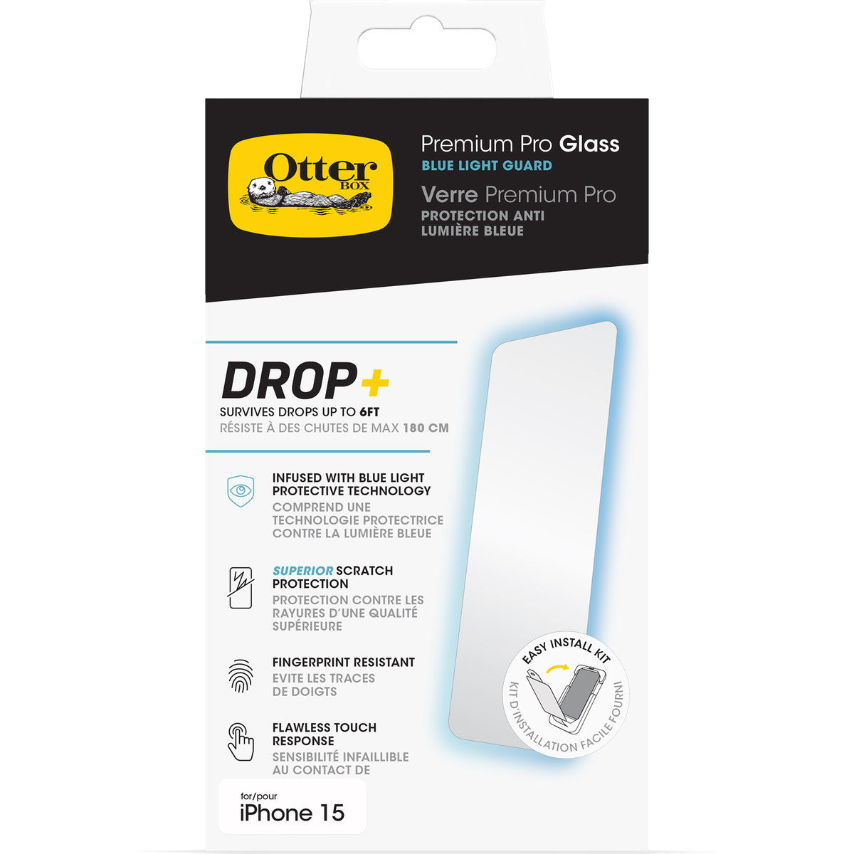 iPhone15フィルム Premium Pro Glass Antimicrobial BlueLight 抗菌性 ブルーライト軽減