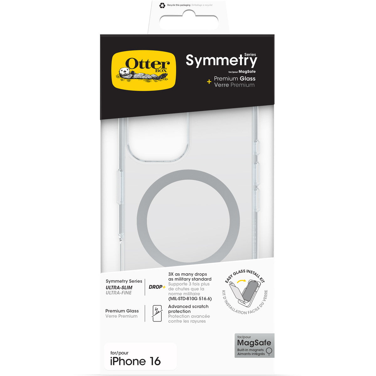 iPhone 16ケース+ガラスフィルム Symmetry Clear MagSafe + Premium Glass クリア