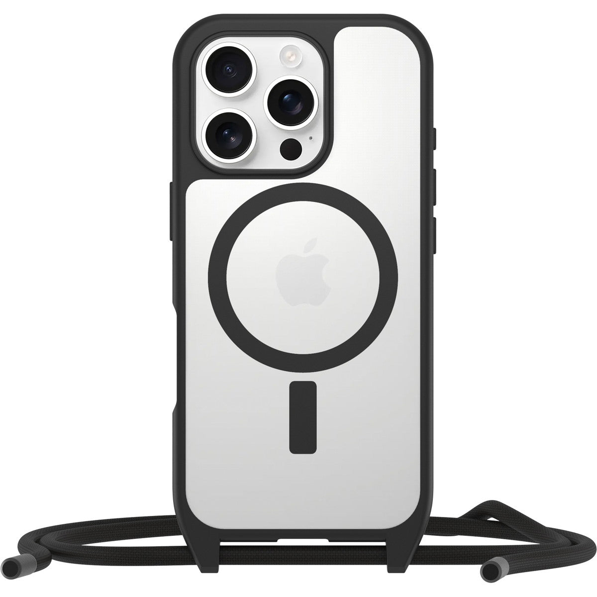 iPhone 16 Proケース React Necklace ブラッククリスタル