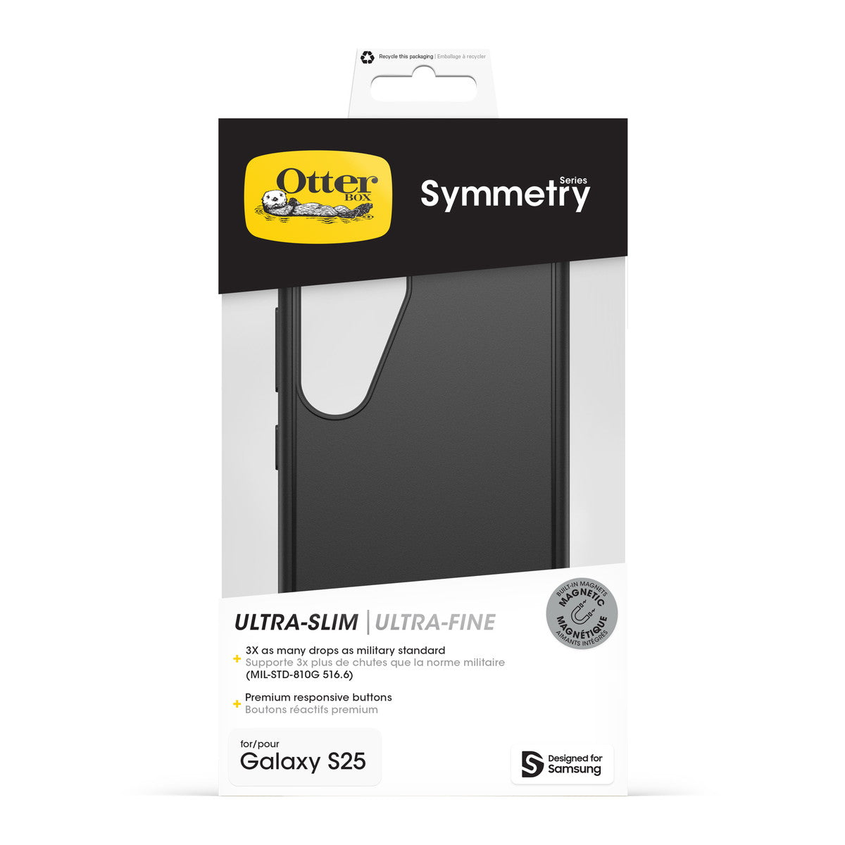 Galaxy S25ケース Symmetry Magnets Qi2対応 耐衝撃 ブラック