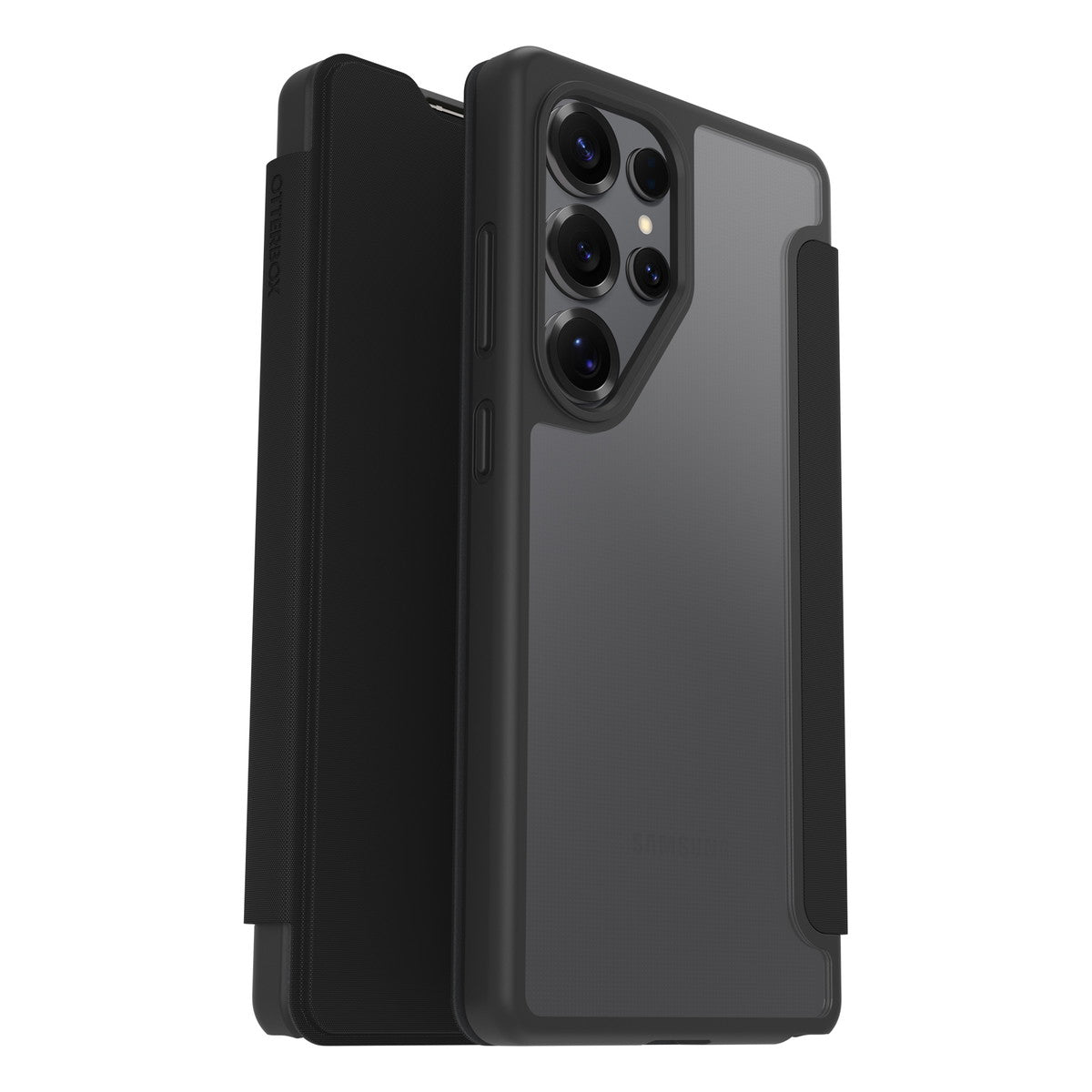 Galaxy S25 Ultraケース React Folio 手帳型 耐衝撃 ブラッククリスタル