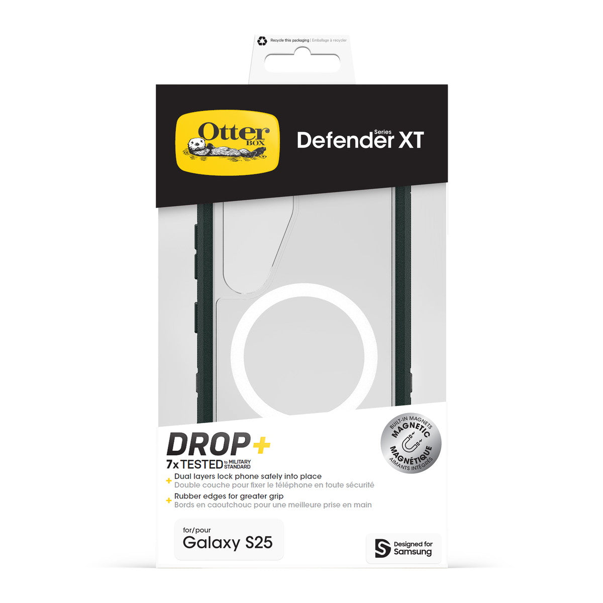 Galaxy S25ケース Defender XT Clear Magnets 耐衝撃 ダークサイド