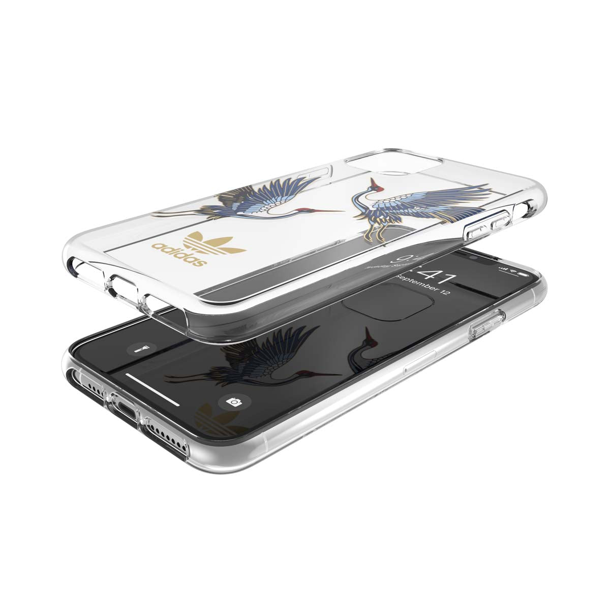 iPhone11ProMaxケース クリア CNY ブルー/ゴールド