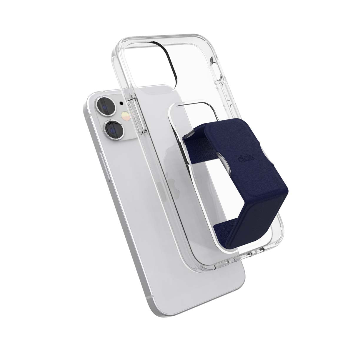 iPhone12miniケース グリップケース クリア/ブルー