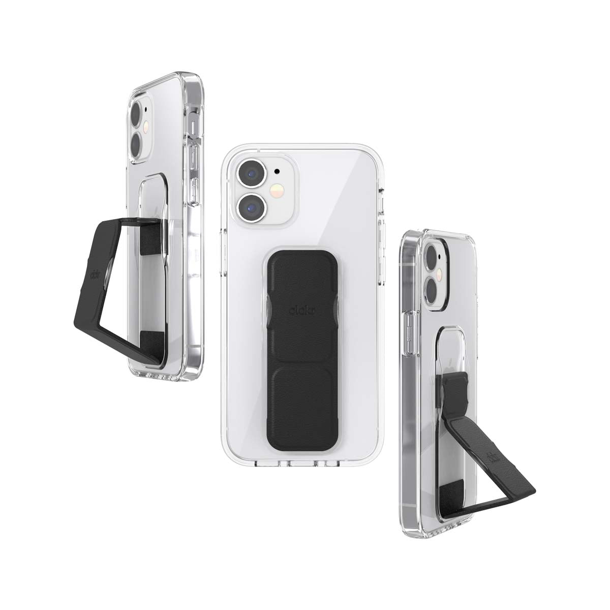iPhone12miniケース グリップケース クリア/ブラック