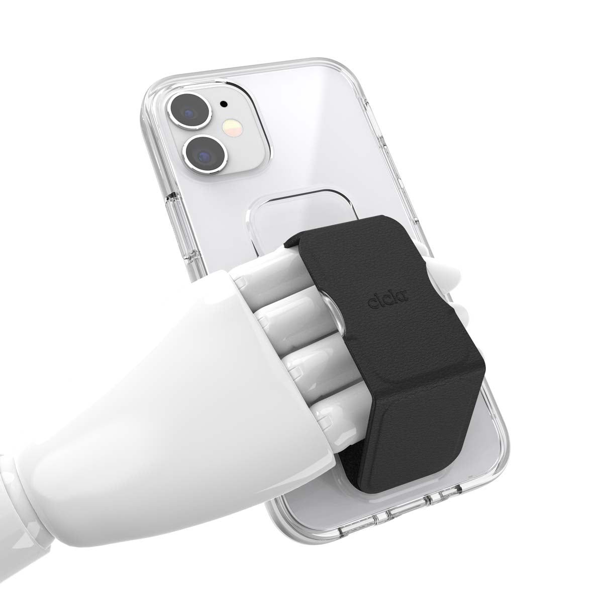 iPhone12miniケース グリップケース クリア/ブラック