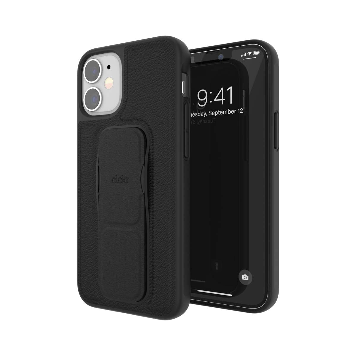iPhone12miniケース Saffiano グリップケース ブラック