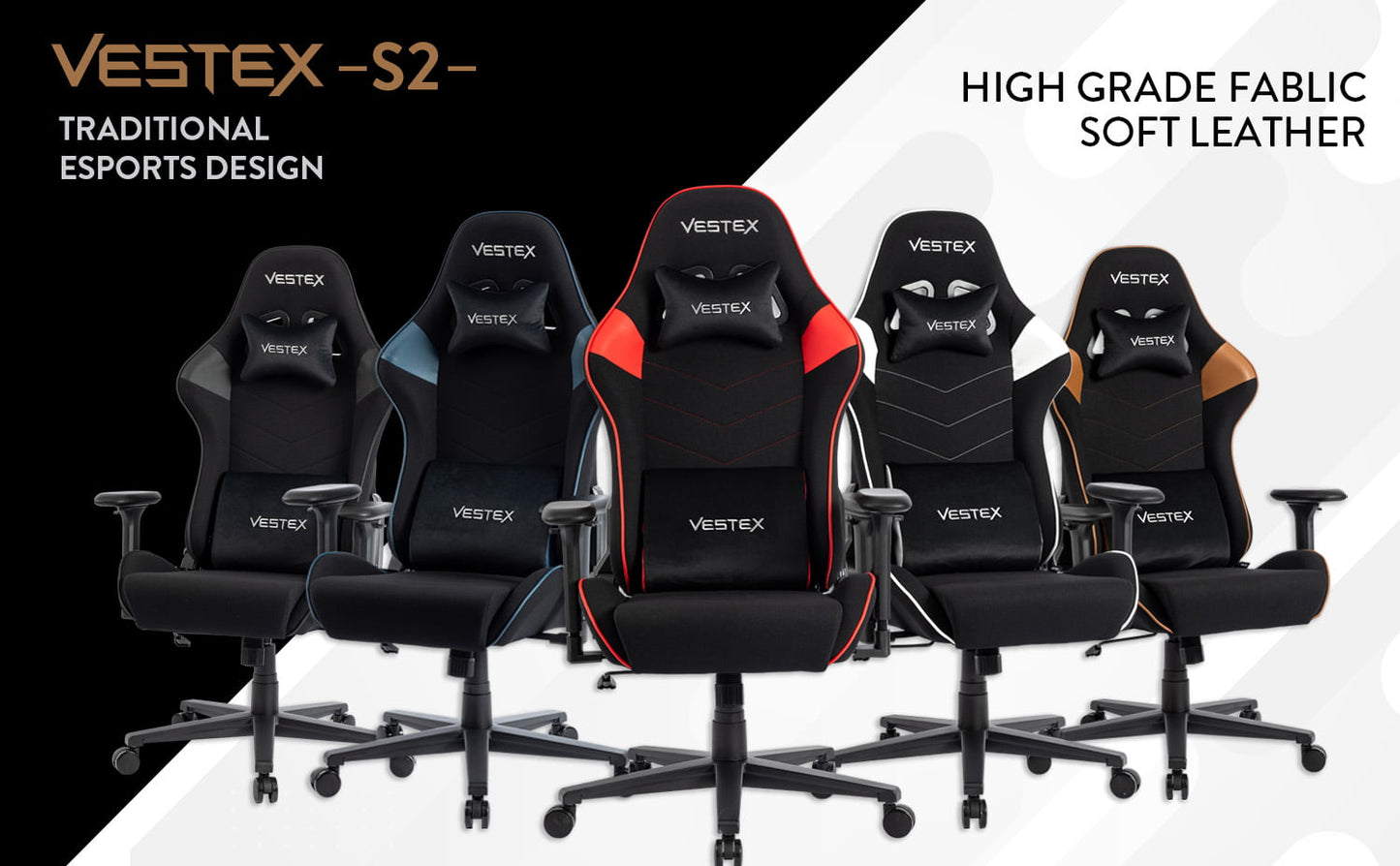 ゲーミングチェア VESTEX S2 メッシュファブリック レッド