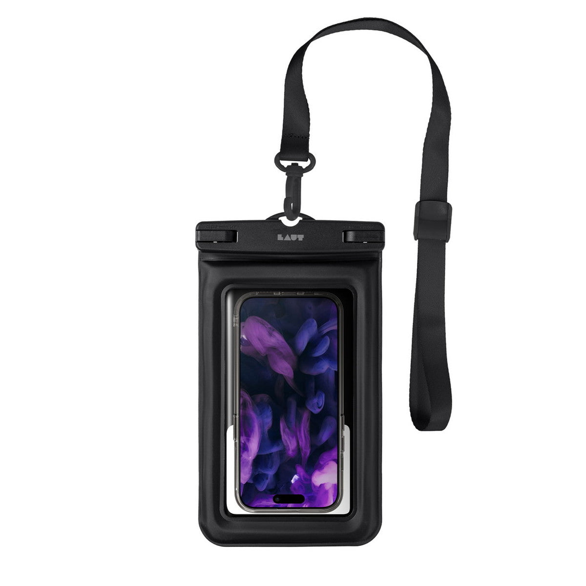 防水 スマートフォンバッグ ネックストラップ付き LAUT POP AQUA waterproof bag ブラック