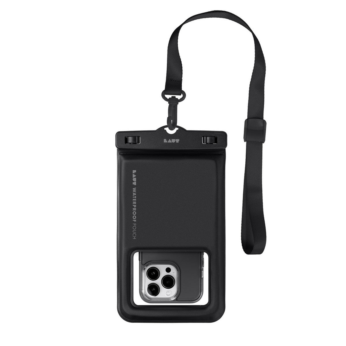 防水 スマートフォンバッグ ネックストラップ付き LAUT POP AQUA waterproof bag ブラック