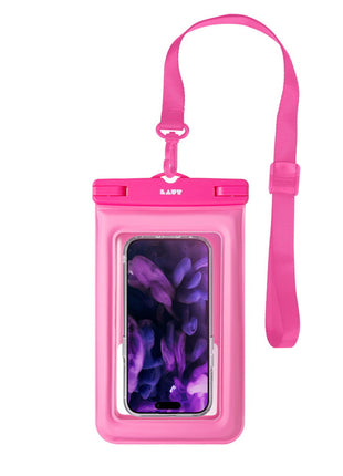 防水 スマートフォンバッグ ネックストラップ付き LAUT POP AQUA waterpoof bag ピンク