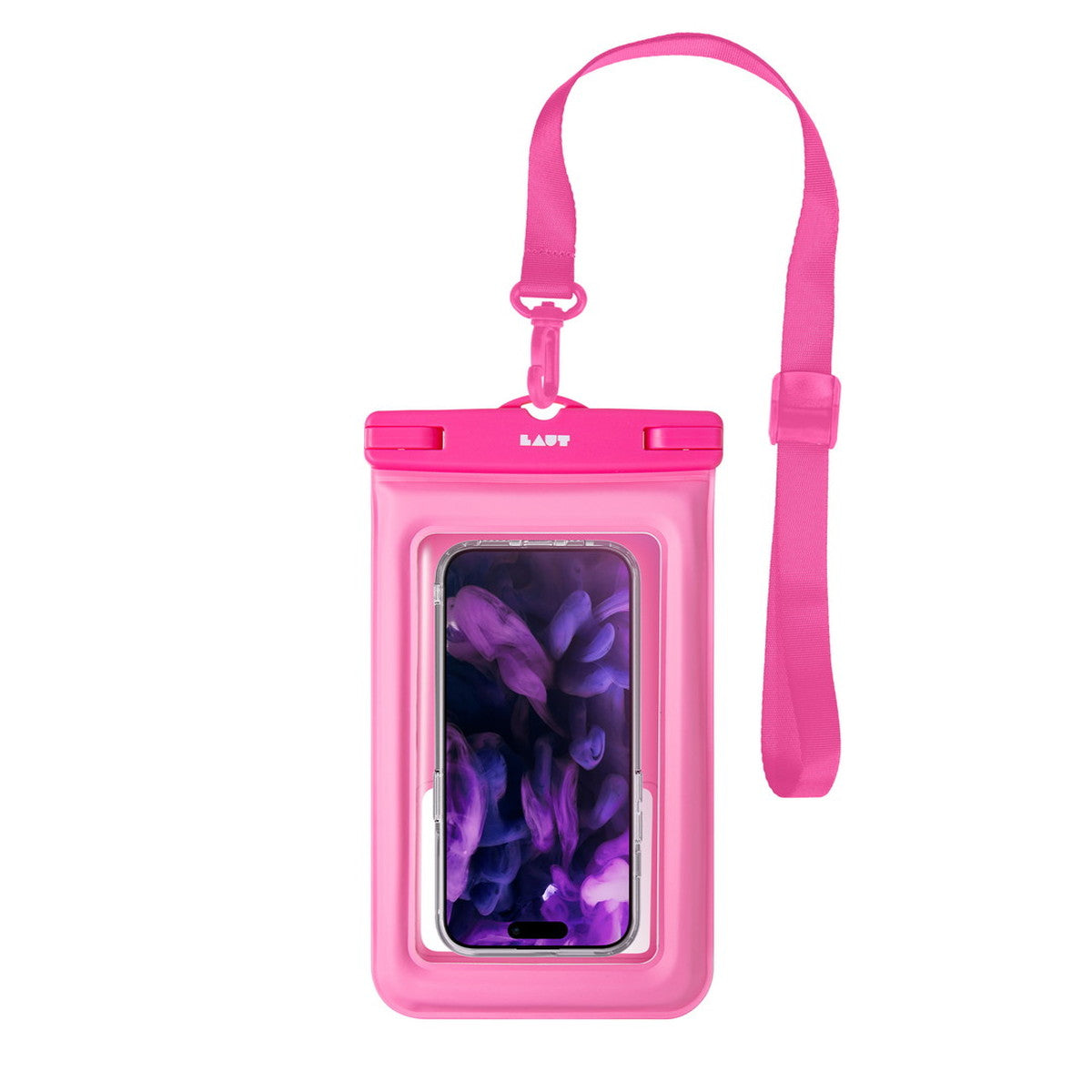 防水 スマートフォンバッグ ネックストラップ付き LAUT POP AQUA waterproof bag ピンク