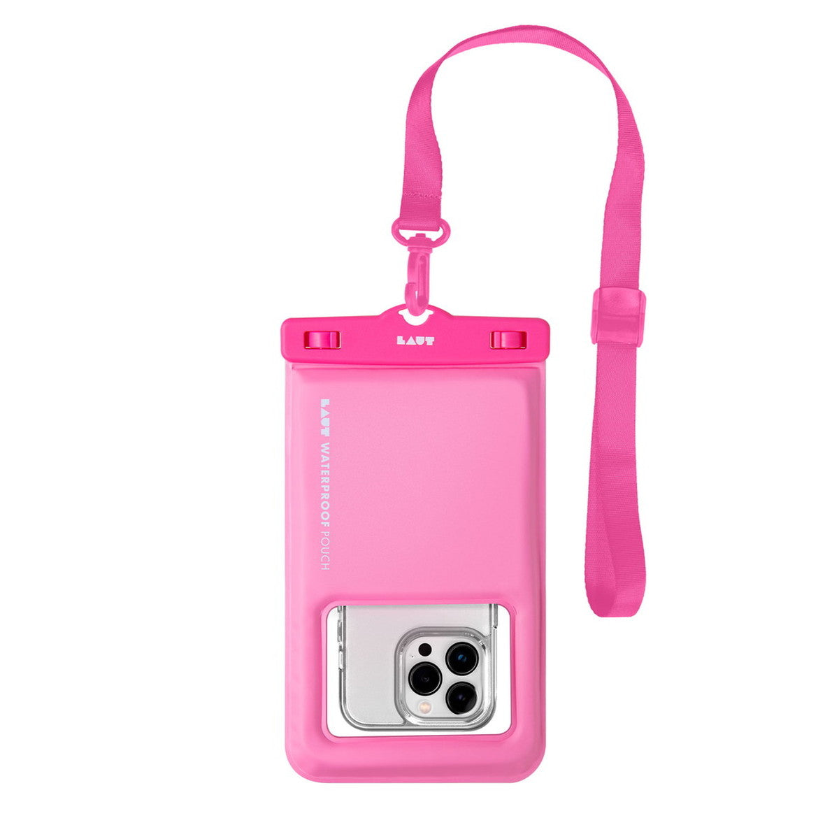 防水 スマートフォンバッグ ネックストラップ付き LAUT POP AQUA waterproof bag ピンク