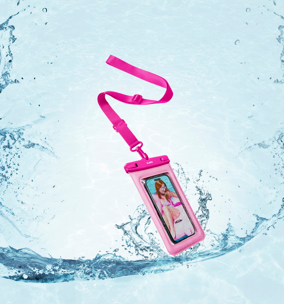 防水 スマートフォンバッグ ネックストラップ付き LAUT POP AQUA waterproof bag ピンク