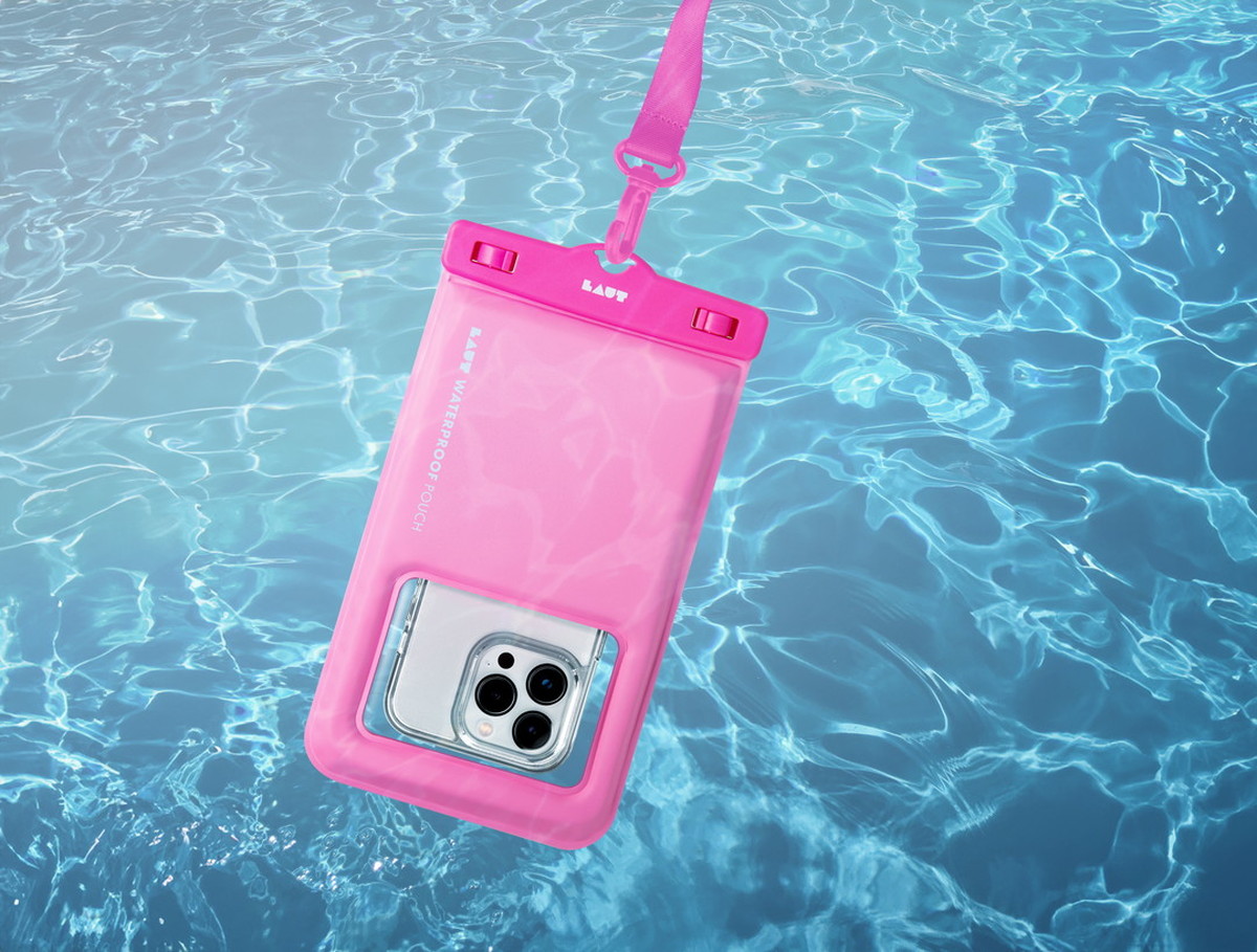 防水 スマートフォンバッグ ネックストラップ付き LAUT POP AQUA waterproof bag ピンク