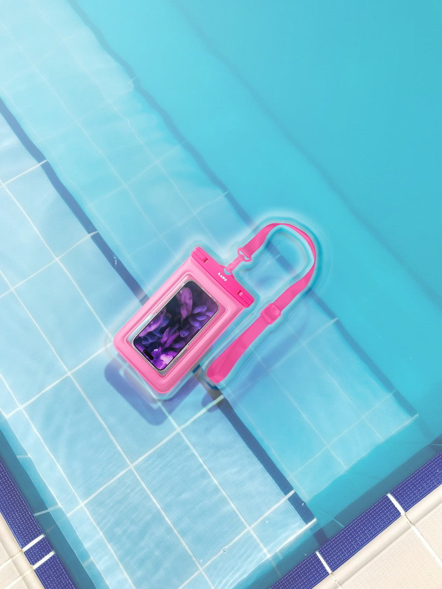 防水 スマートフォンバッグ ネックストラップ付き LAUT POP AQUA waterproof bag ピンク