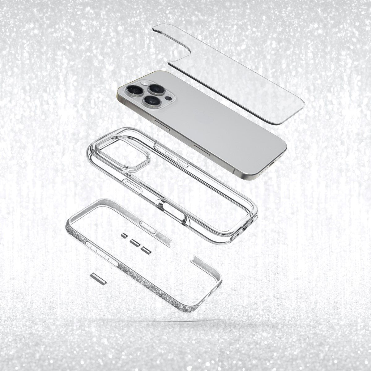 iPhone 16 Proケース Aero Sparkle クリア/シルバー