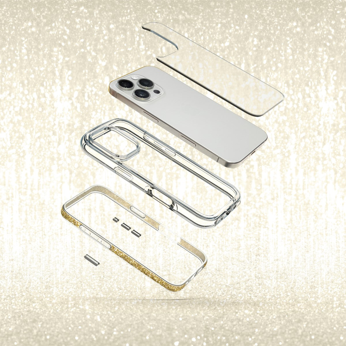 iPhone 16 Proケース Aero Sparkle クリア/ゴールド