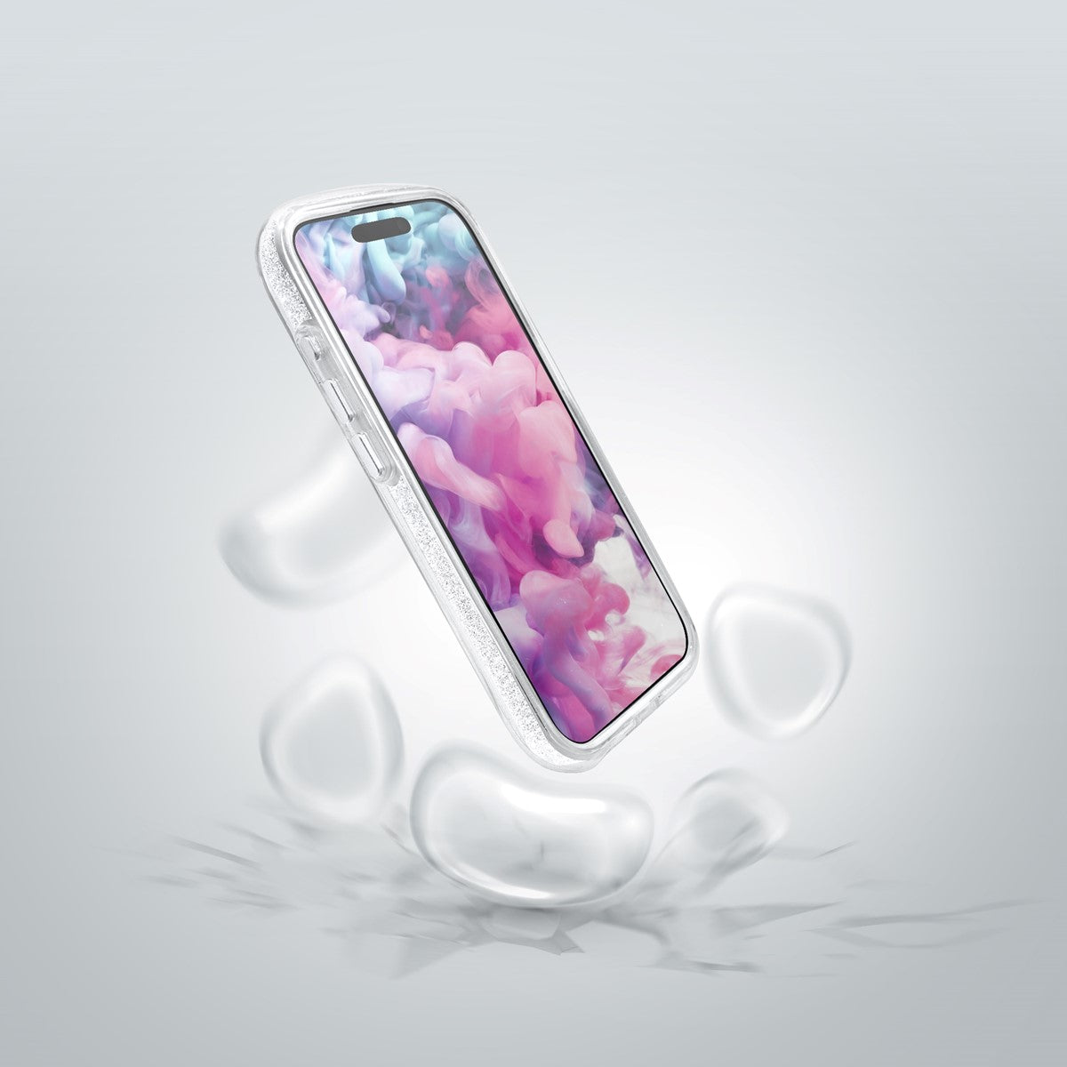 iPhone 16 Plusケース Aero Sparkle クリア/シルバー