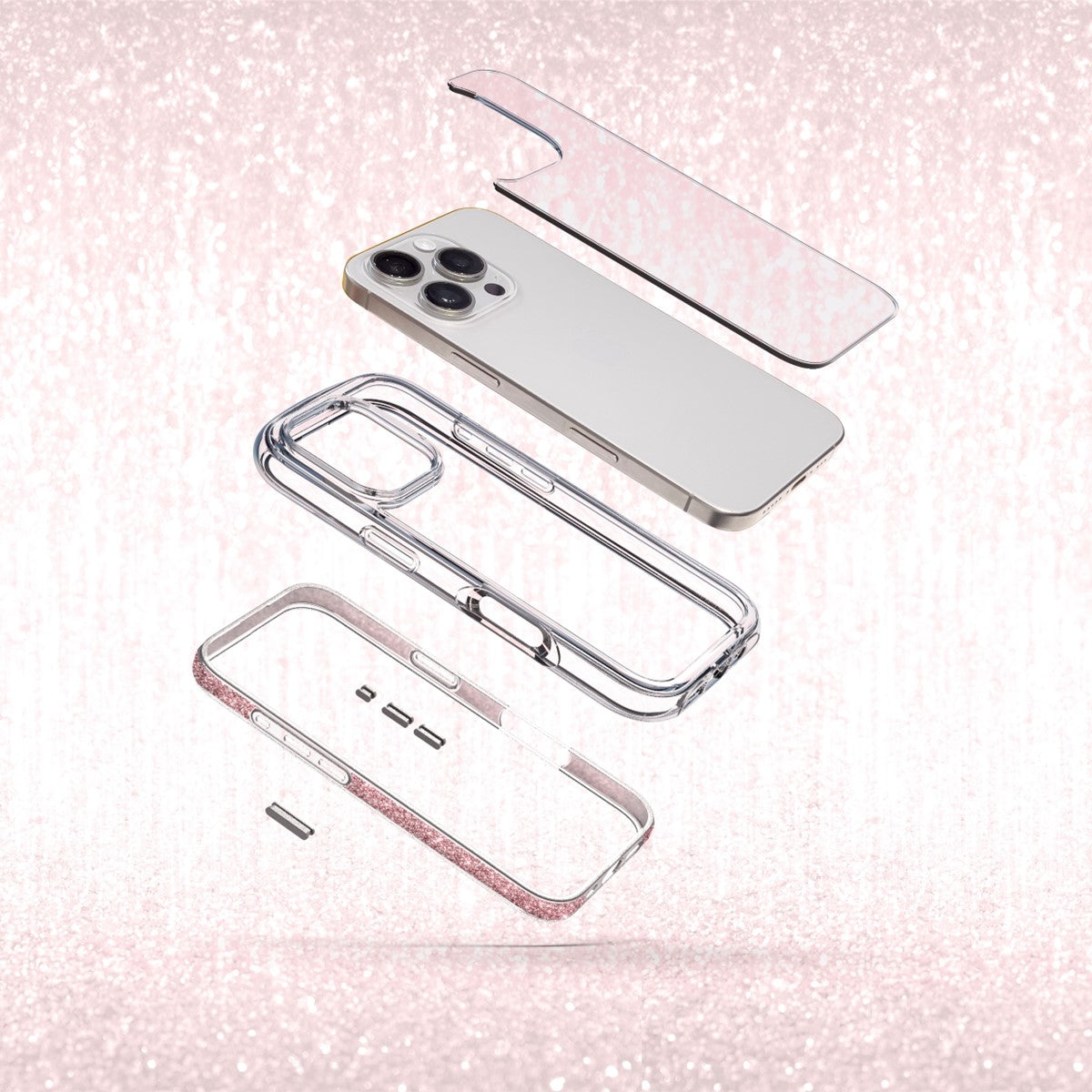 iPhone 16 Pro Maxケース Aero Sparkle クリア/ピンク