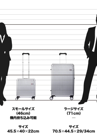 スーツケース 機内持ち込み可 Sサイズ 1～3泊 46cm SOGLIO(ソーリオ) メタリックシルバー