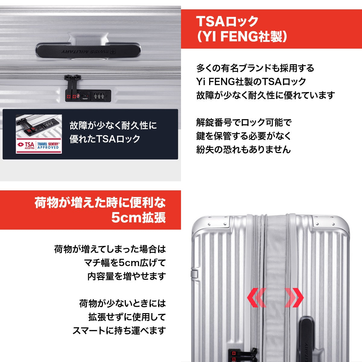 スーツケース SWISS MILITARY Lサイズ 一週間以上 71cm SOGLIO(ソーリオ) バニラホワイト 【内装アップグレード版】
