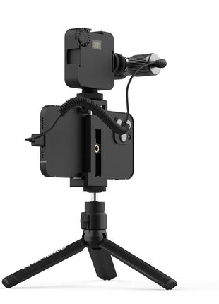 マイクセット スマホ&カメラ対応 スタンド/LEDライト付き マイクロフォン