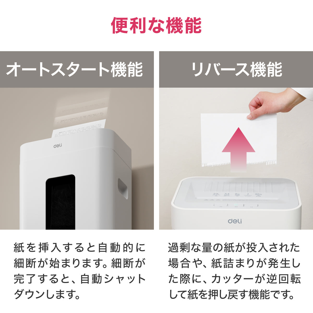シュレッダー deli T058 A4サイズ 23L マイクロクロスカット 静音