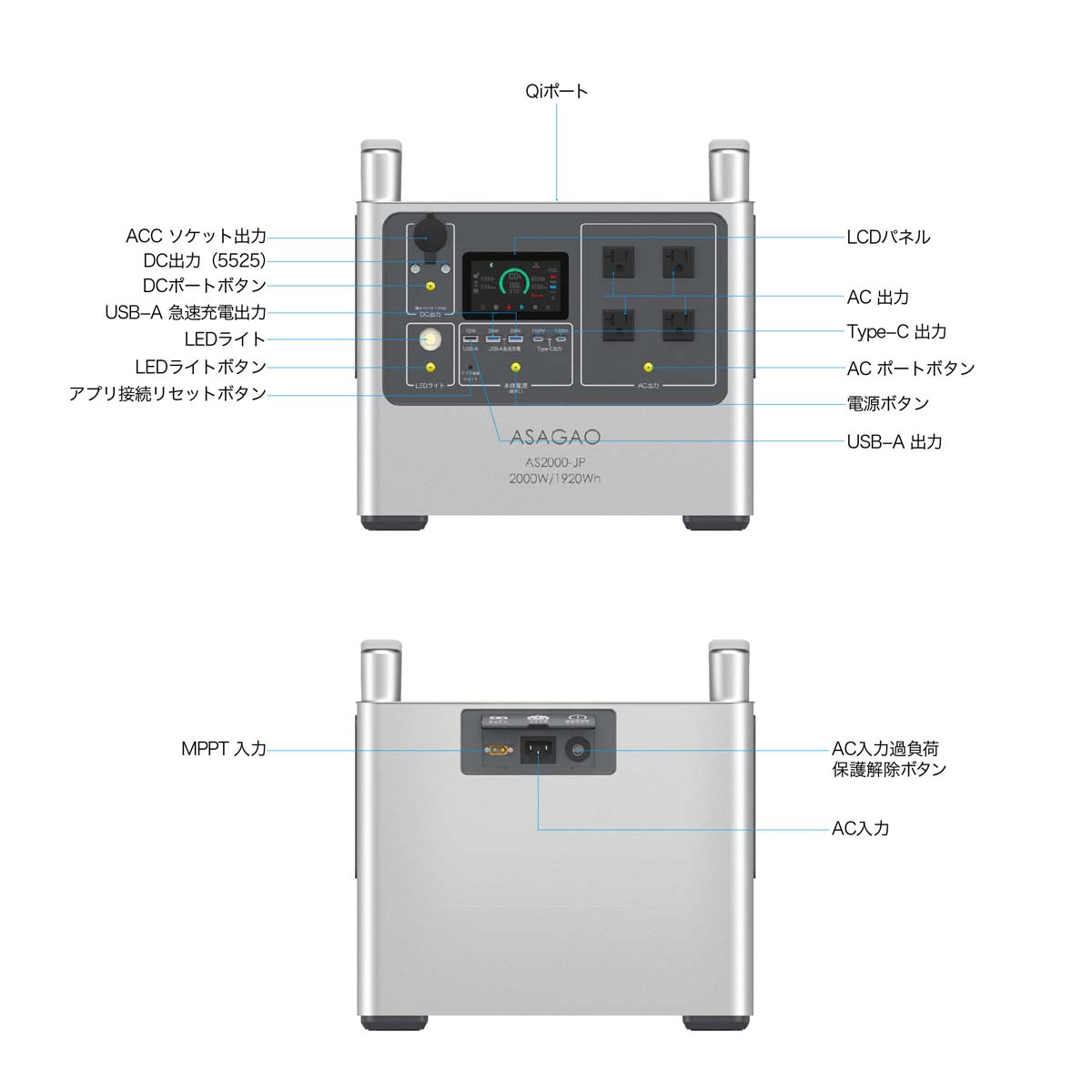 ポータブル電源 1920Wh 大容量バッテリー ASAGAO JAPAN AS2000-JP