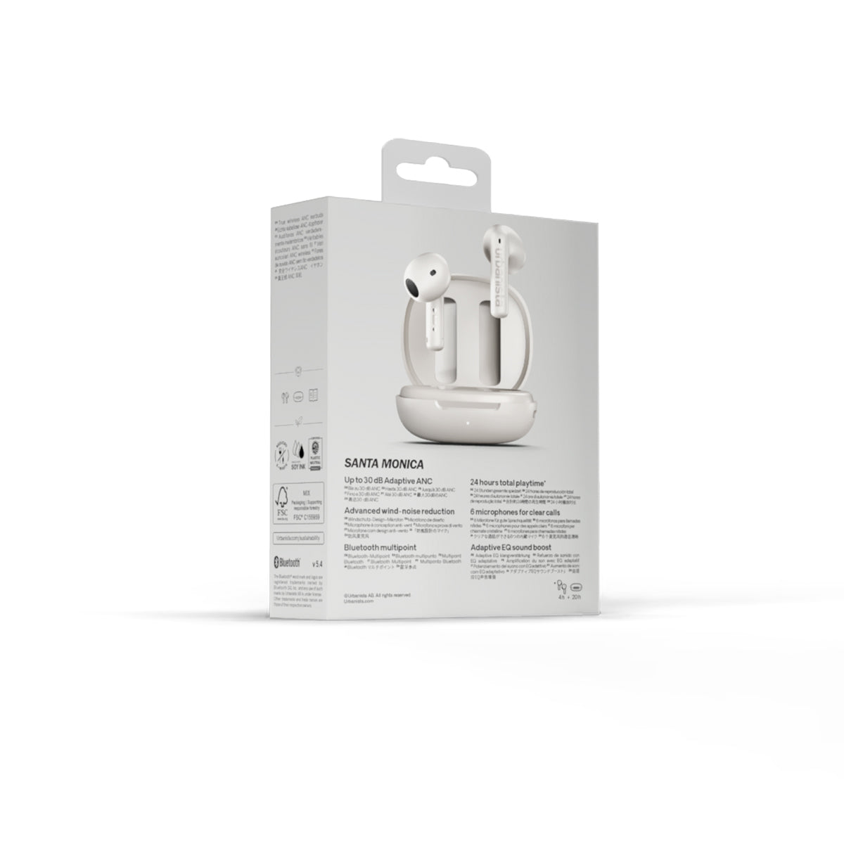 ワイヤレスイヤホン SANTA MONICA True Wireless Earbuds Bluetooth 6.0 クラウドホワイト