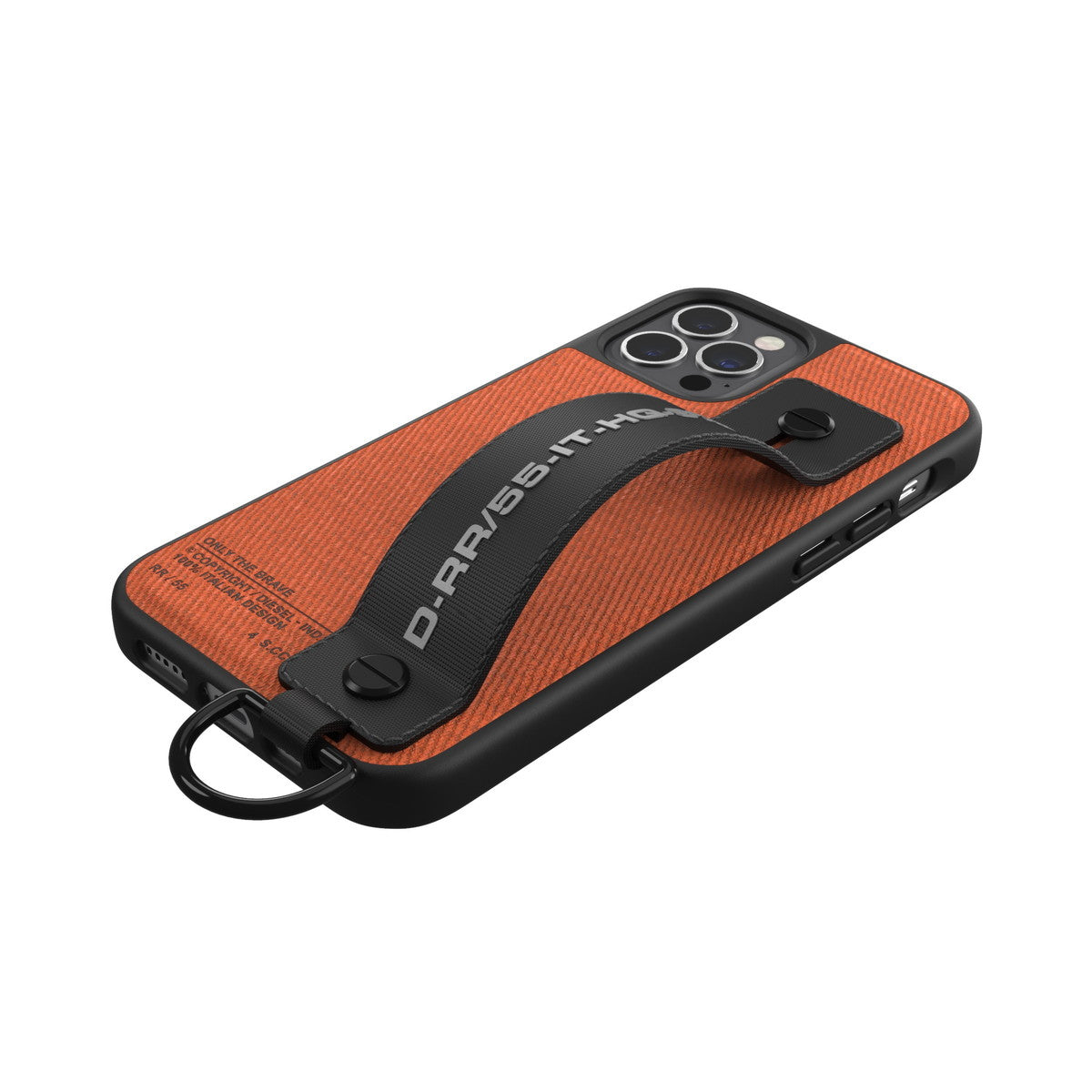 iPhone12/12Proケース Handstrap Case Utility Twill ブラック/オレンジ