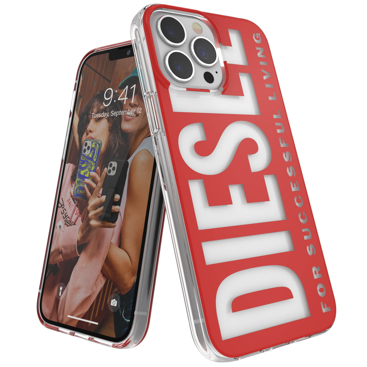 iPhone13ProMaxケース Graphic レッド/ホワイト