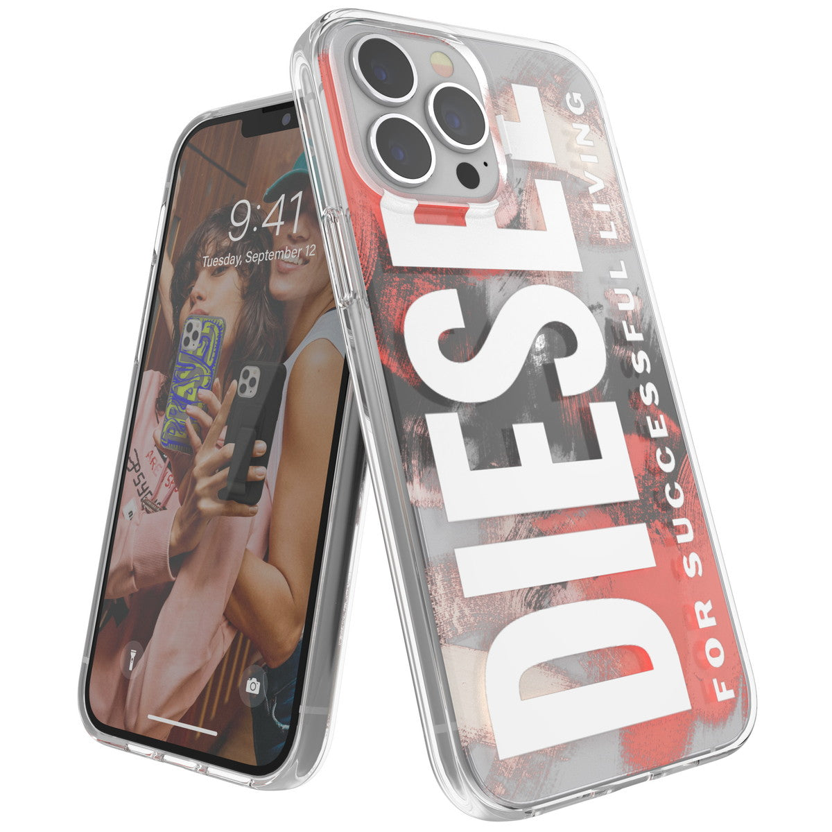 iPhone13ProMaxケース Clear Military Brush レッド